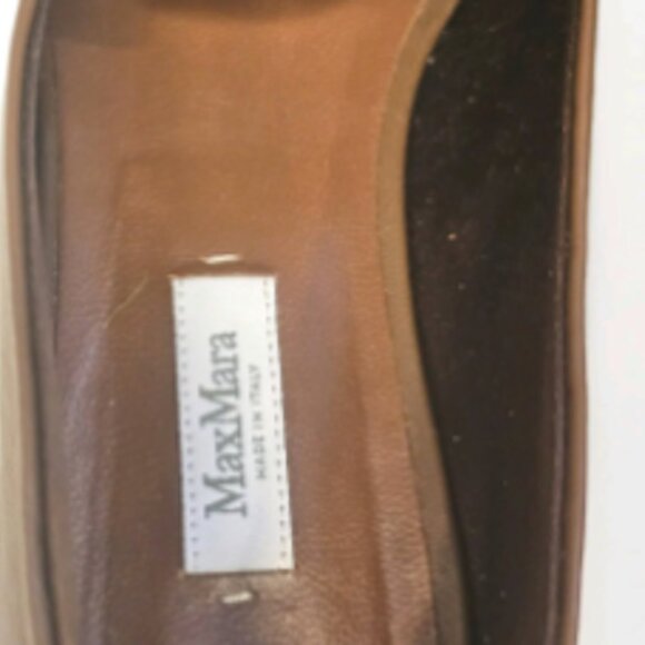 Max Mara Brown Leather Chain Detail Loafers Size 41 Made in Italy - Picture 4 of 6